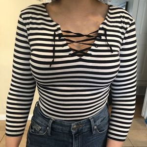 Topshop striped tie top